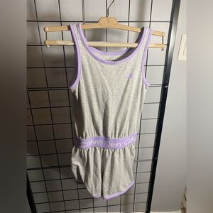 Calvin Klein grey and purple sleeveless kids romper EUC